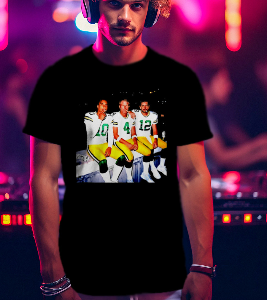Jordan Love Brett Favre Aaron Rodgers Green Bay Packers Smoking And Beer Celebration T-Shirt