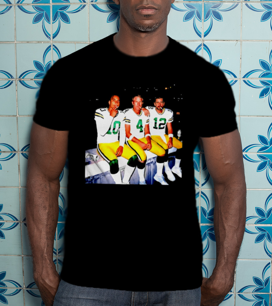 Jordan Love Brett Favre Aaron Rodgers Green Bay Packers Smoking And Beer Celebration T-Shirt