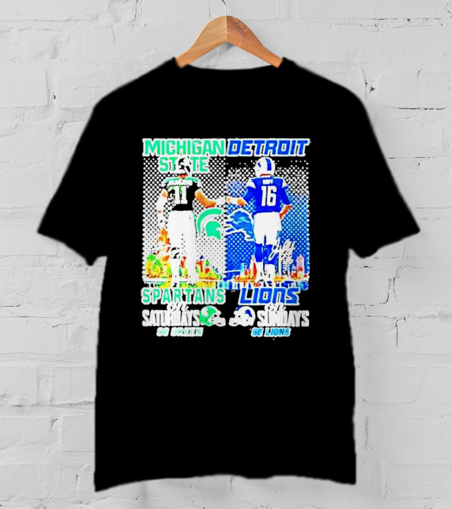 Michigan State Spartans Vs Detroit Lions Go Green Go Lions Football Showdown T-Shirt
