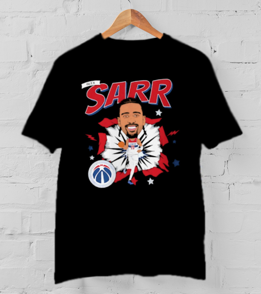 Sarr Washington Wizards Basketball Player Caricature With Team Logo And Stars T-Shirt