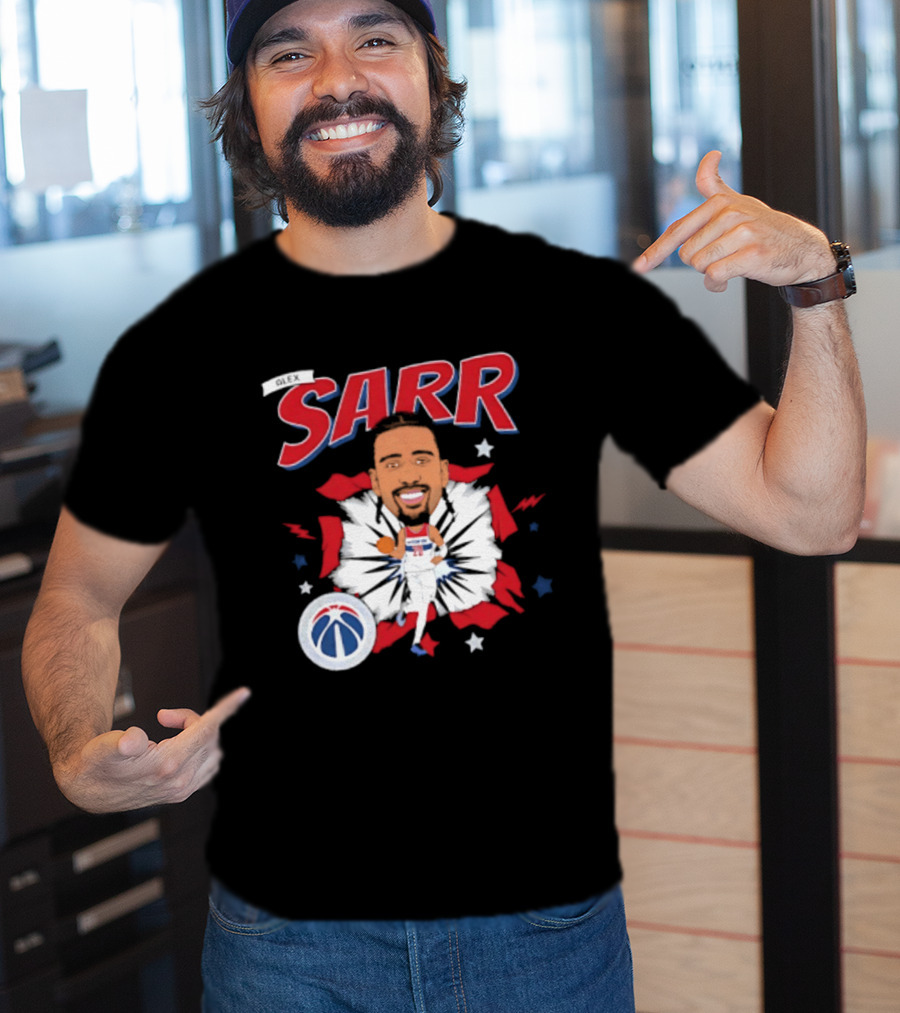 Sarr Washington Wizards Basketball Player Caricature With Team Logo And Stars T-Shirt