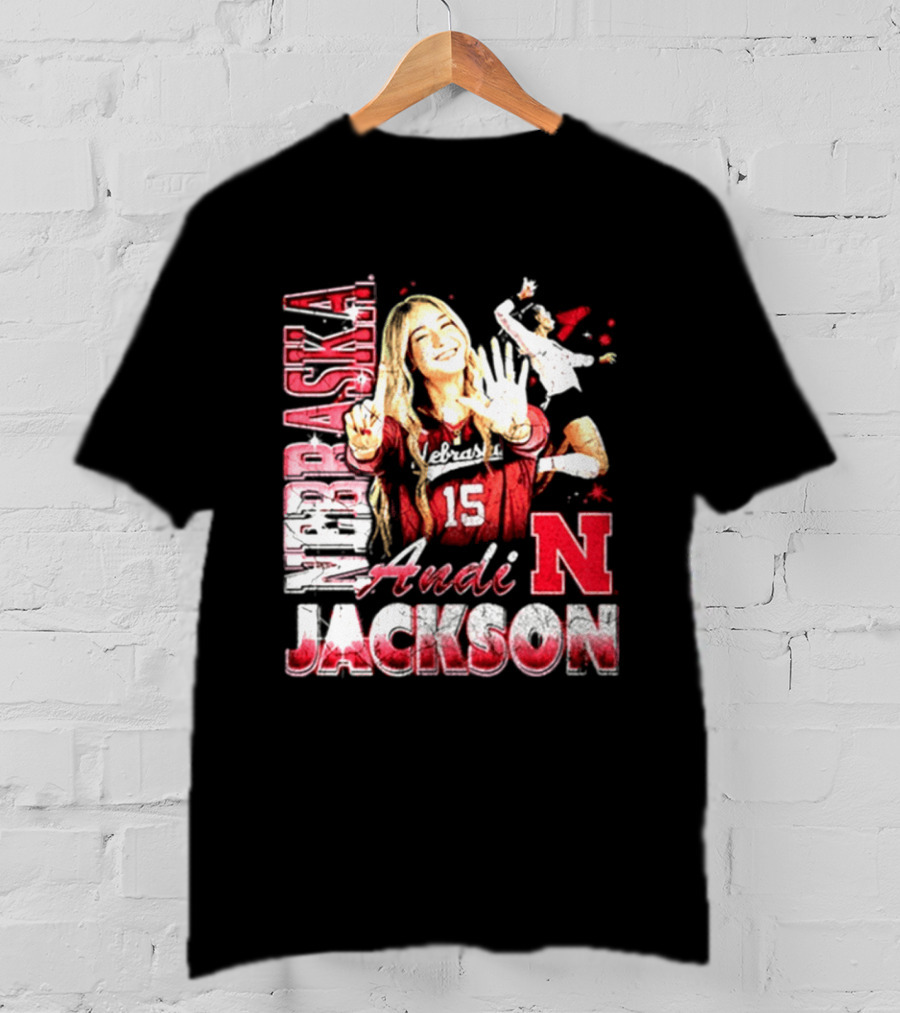 Andi Jackson 15 Nebraska Cornhuskers Collage T-Shirt