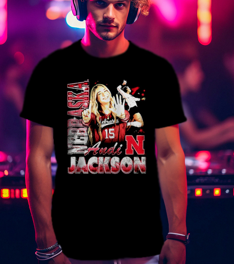 Andi Jackson 15 Nebraska Cornhuskers Collage T-Shirt