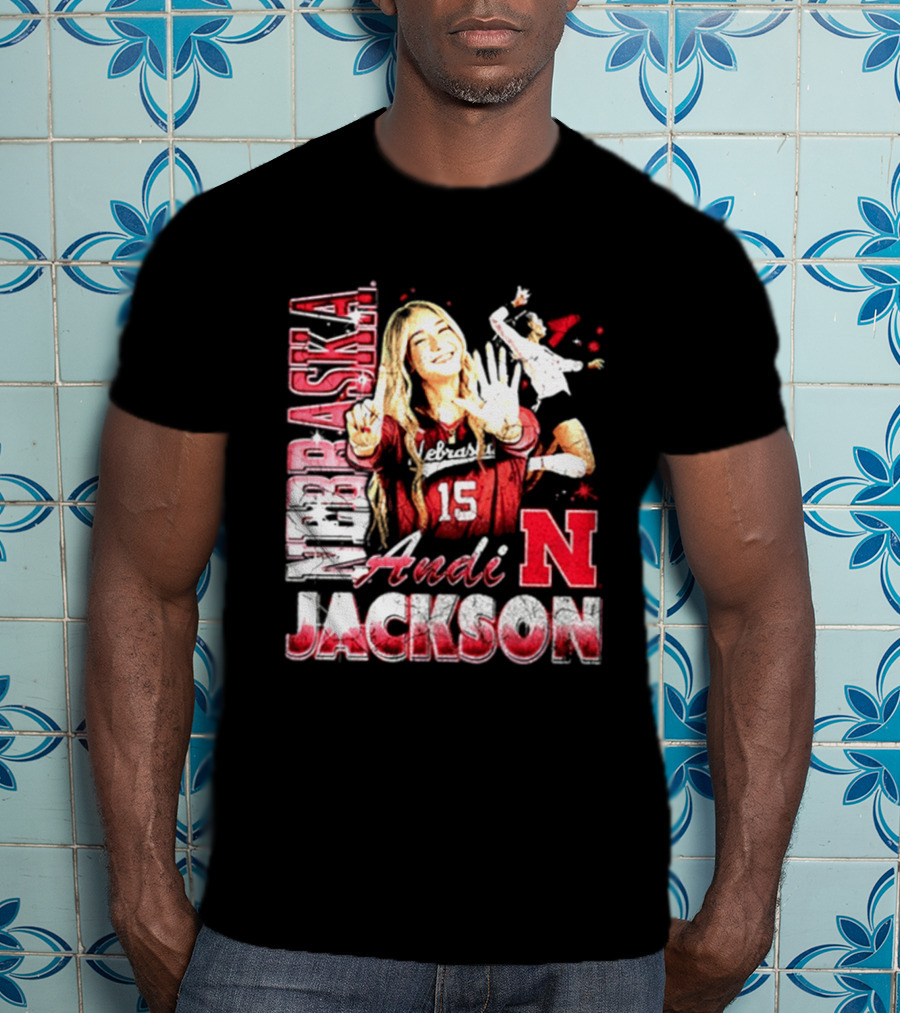 Andi Jackson 15 Nebraska Cornhuskers Collage T-Shirt