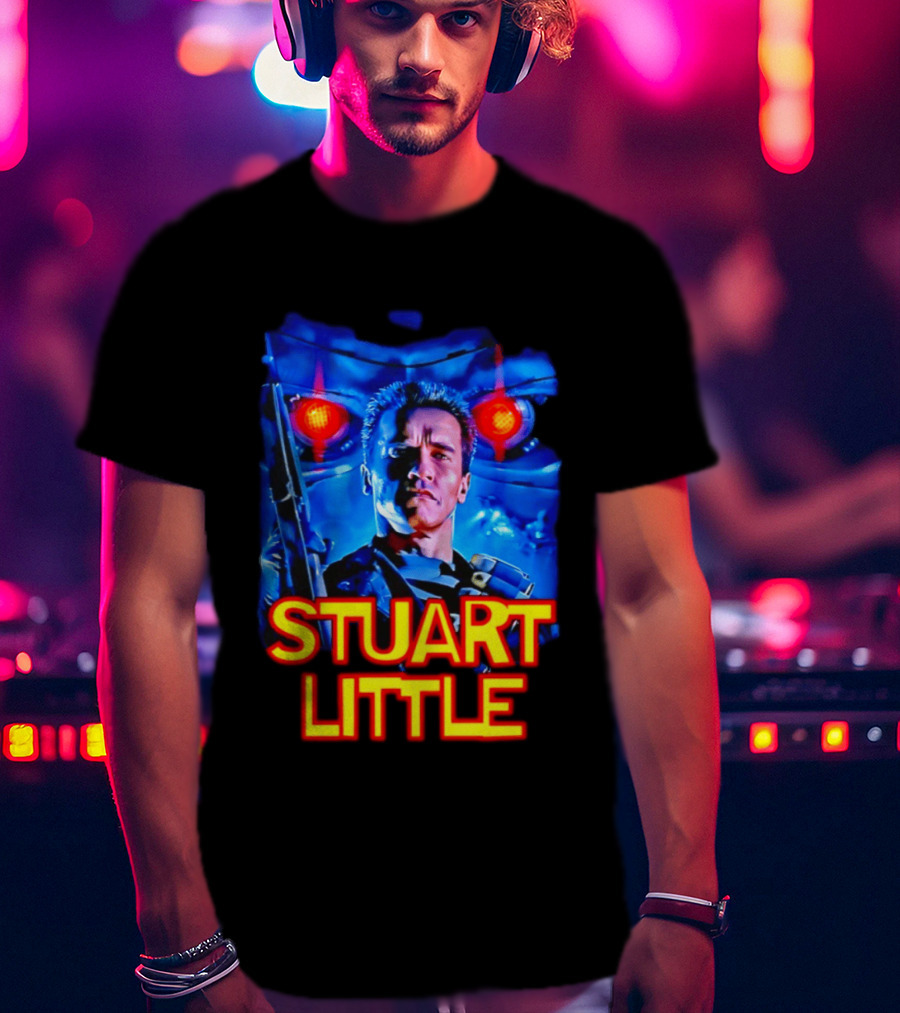 Stuart Little Arnold Schwarzenegger Parody Skynet Cyborg Fusion T-Shirt