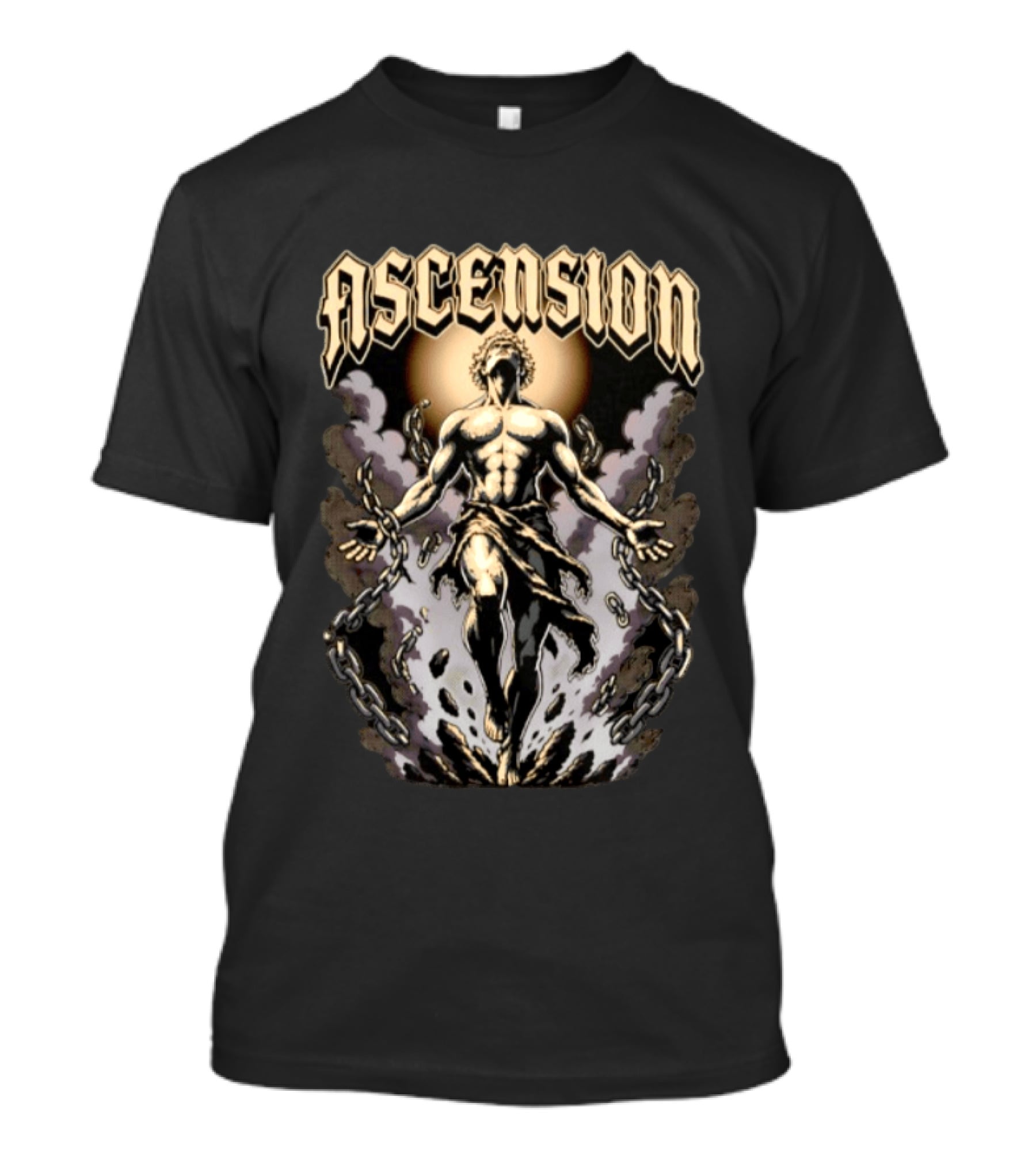 Ascension Man Breaking Chains Rising Sun Behind T-Shirt