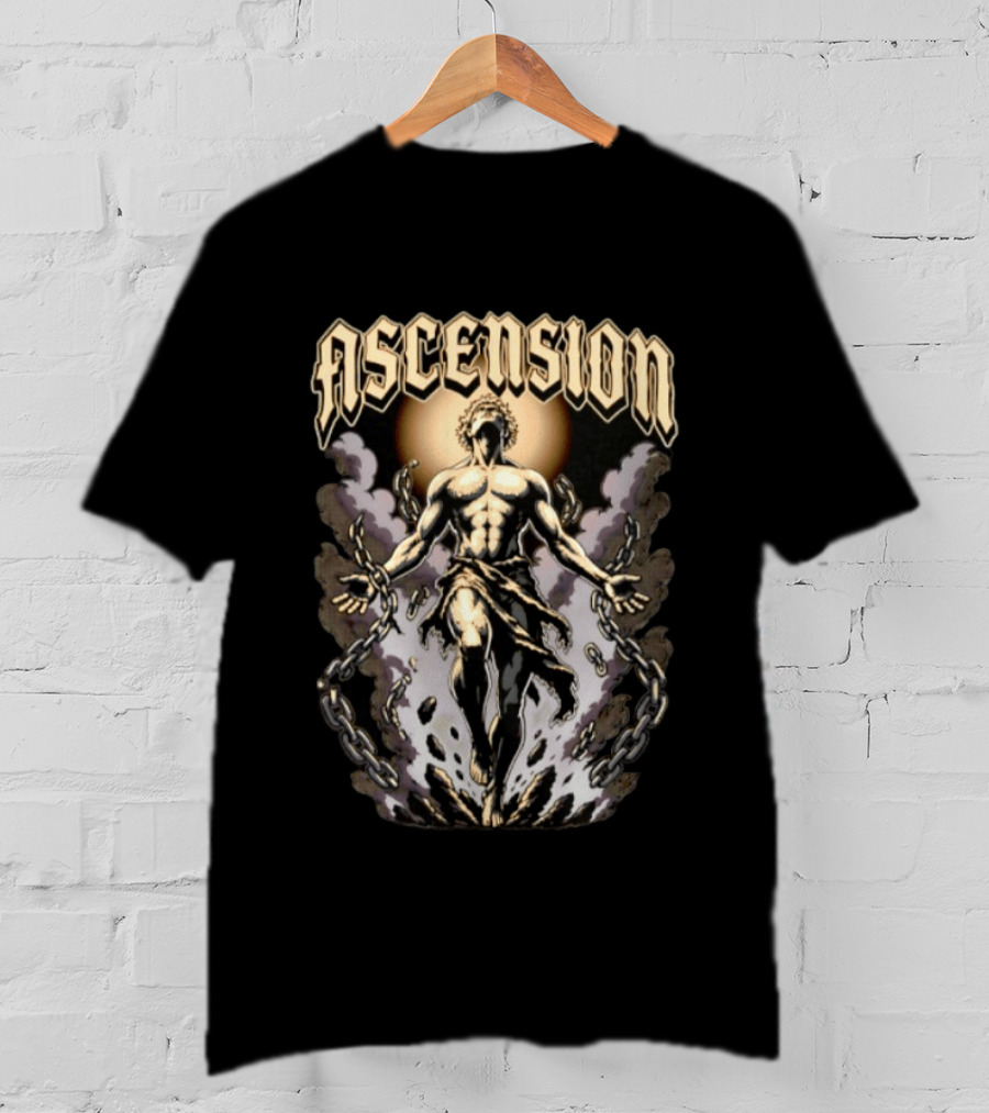 Ascension Man Breaking Chains Rising Sun Behind T-Shirt