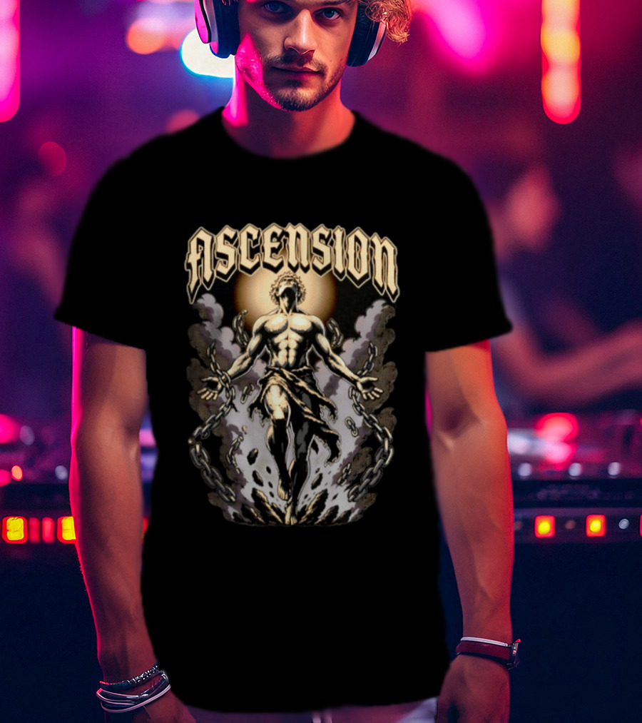 Ascension Man Breaking Chains Rising Sun Behind T-Shirt