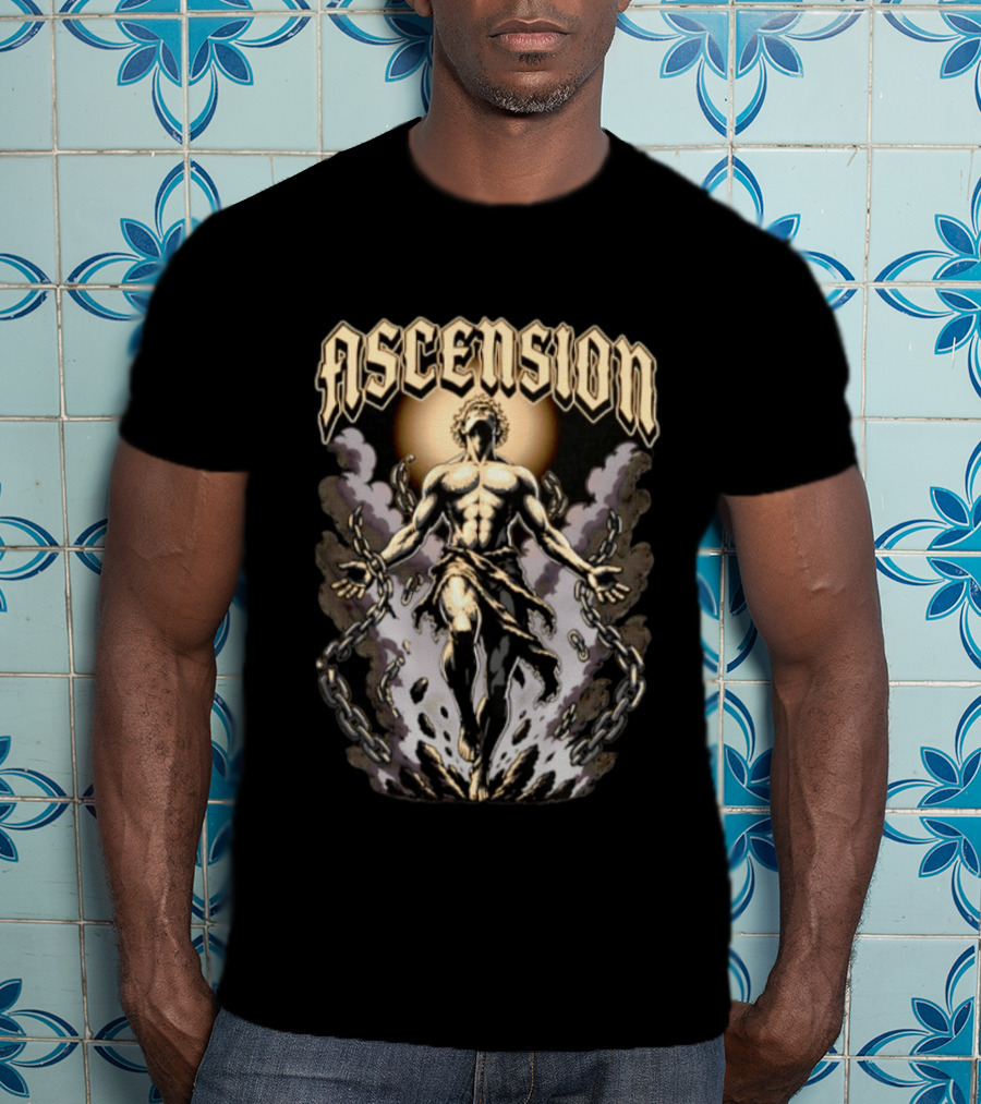 Ascension Man Breaking Chains Rising Sun Behind T-Shirt