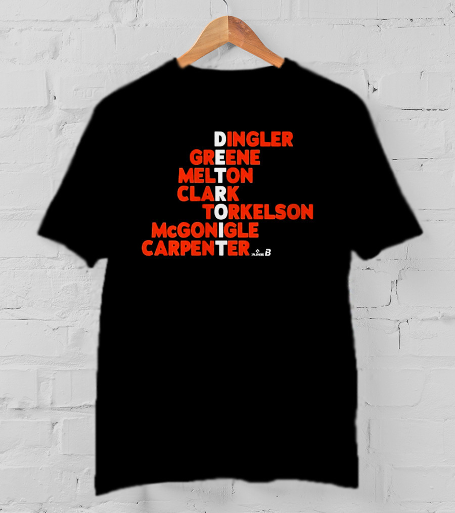 Detroit Baseball Players Names Dingler Greene Melton Clark Torkelson McGonigle Carpenter 2026 T-Shirt