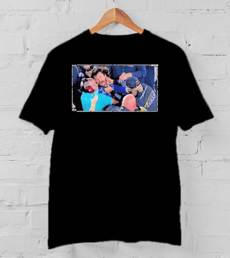 NASCAR Carson Hocevar And Ryan Blaney Confrontation Action Scene T-Shirt