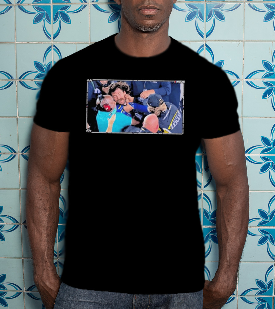 NASCAR Carson Hocevar And Ryan Blaney Confrontation Action Scene T-Shirt
