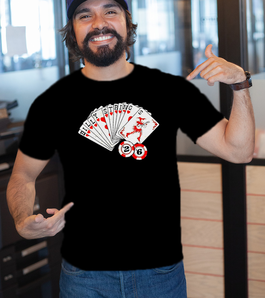 Billy Strings Fall 2026 Playing Cards Design By Miles Koldweyn With Poker Chips And Red Dragon T-Shirt