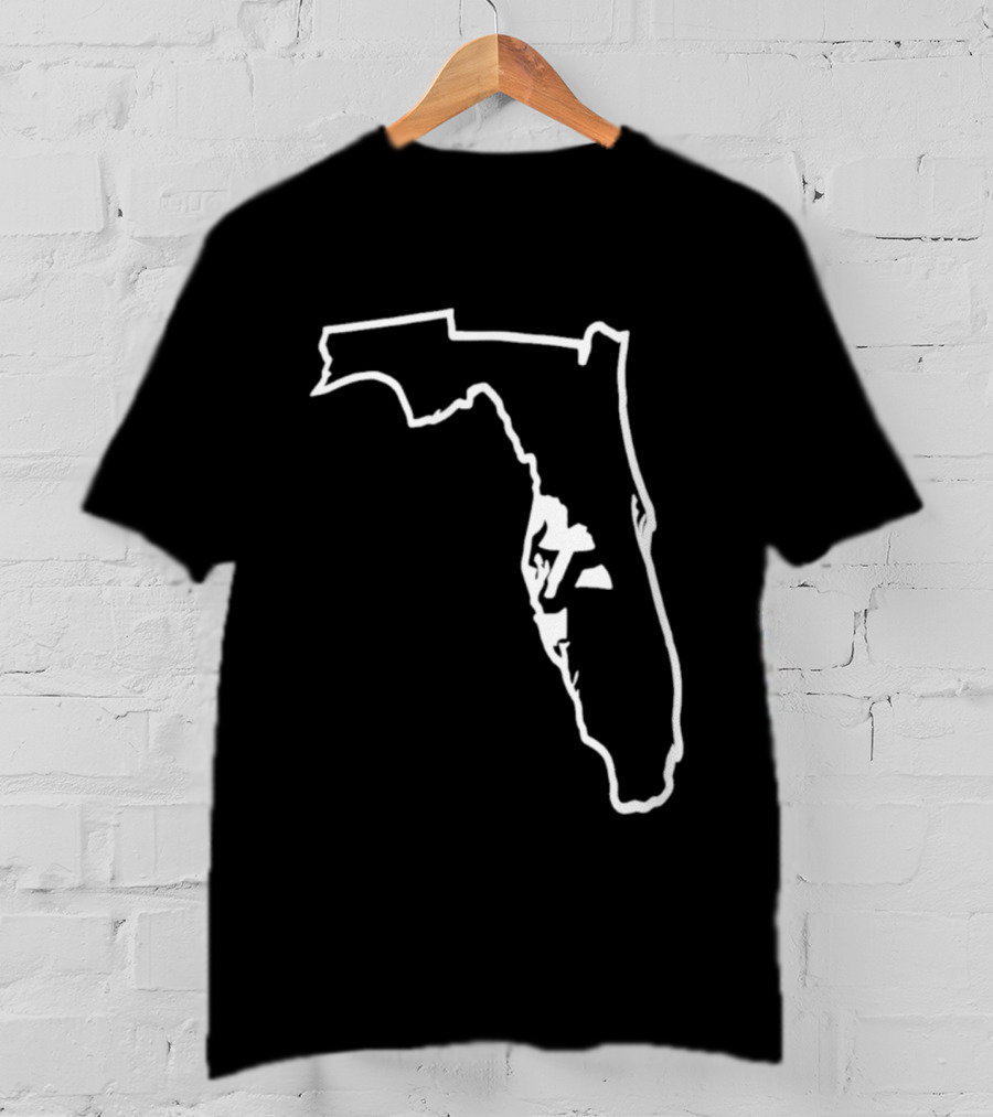 Florida State Outline Map White On Black T-Shirt