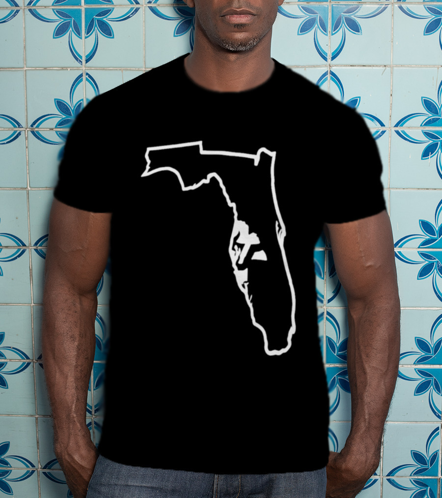 Florida State Outline Map White On Black T-Shirt