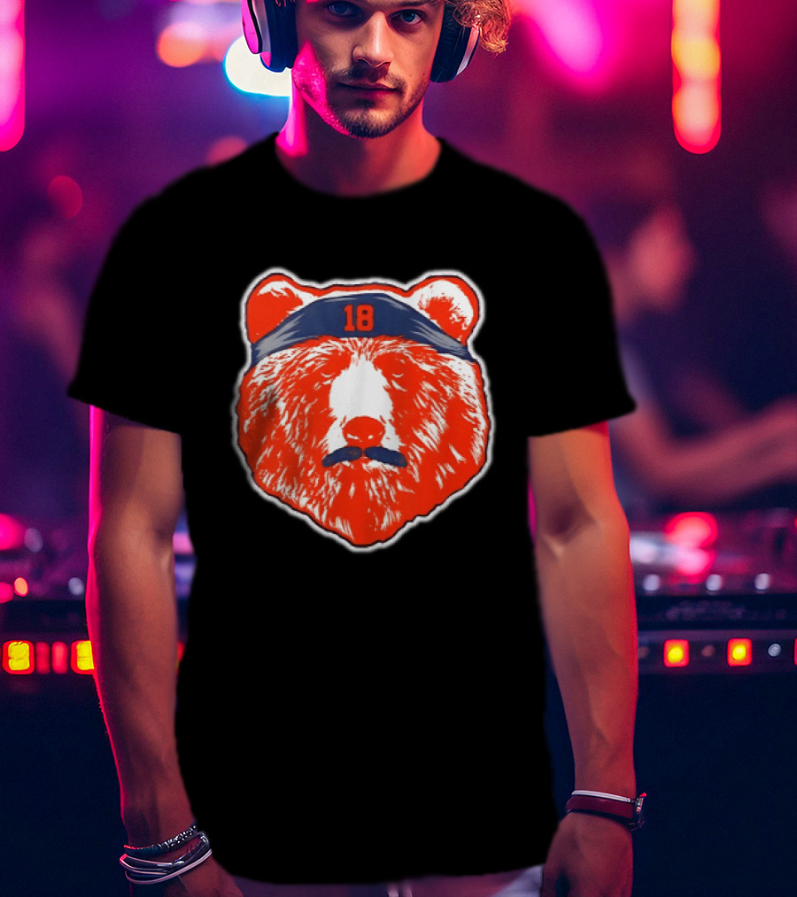 Caleb Williams Chicago Bears Mustache Bear Headband 18 T-Shirt