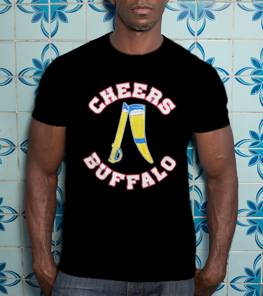 Cheers Buffalo Viking Drinking Horn And Saber T-Shirt