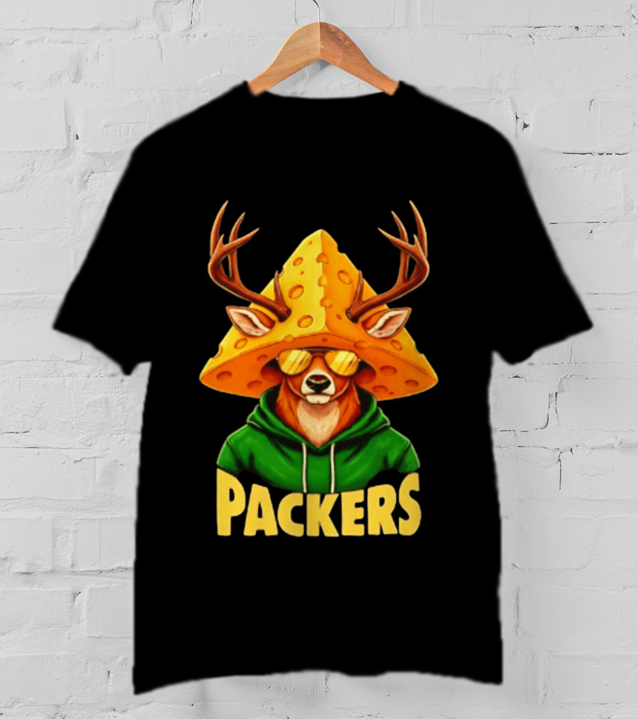Cheesehead Deer Packers Fan Gear Green Bay Football T-Shirt