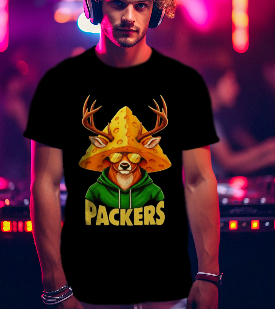 Cheesehead Deer Packers Fan Gear Green Bay Football T-Shirt