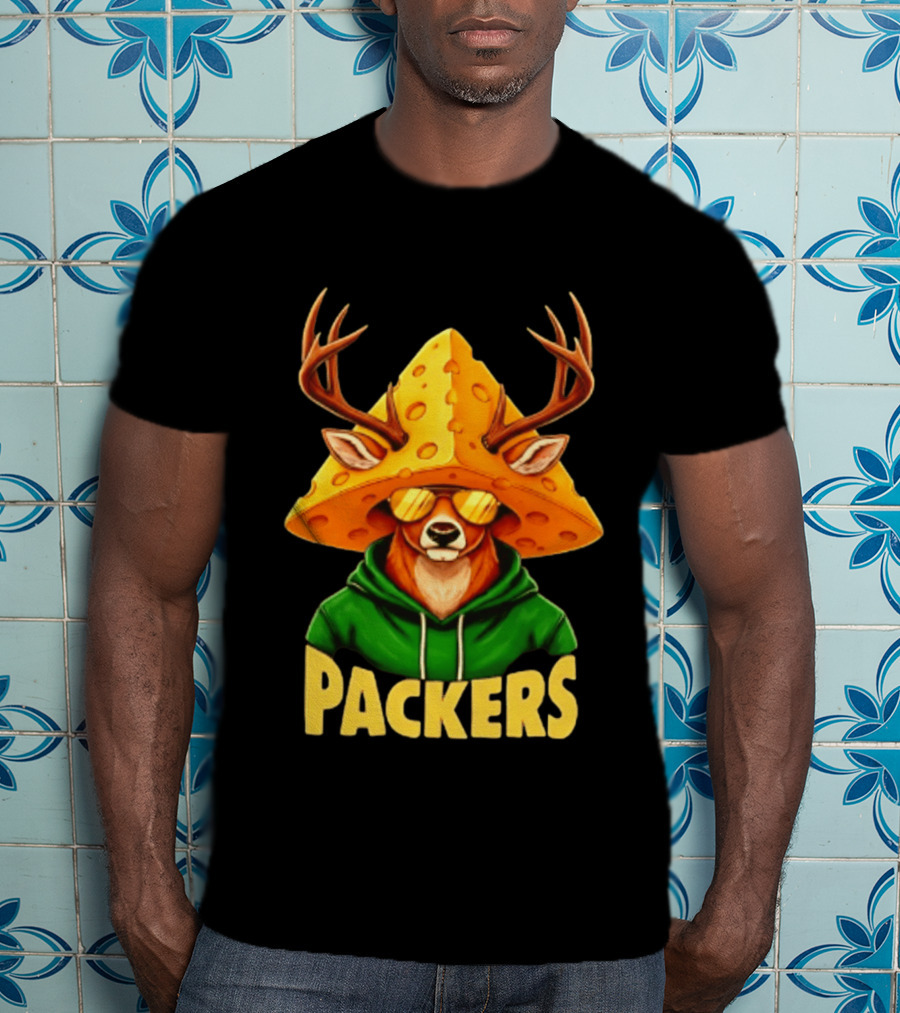 Cheesehead Deer Packers Fan Gear Green Bay Football T-Shirt