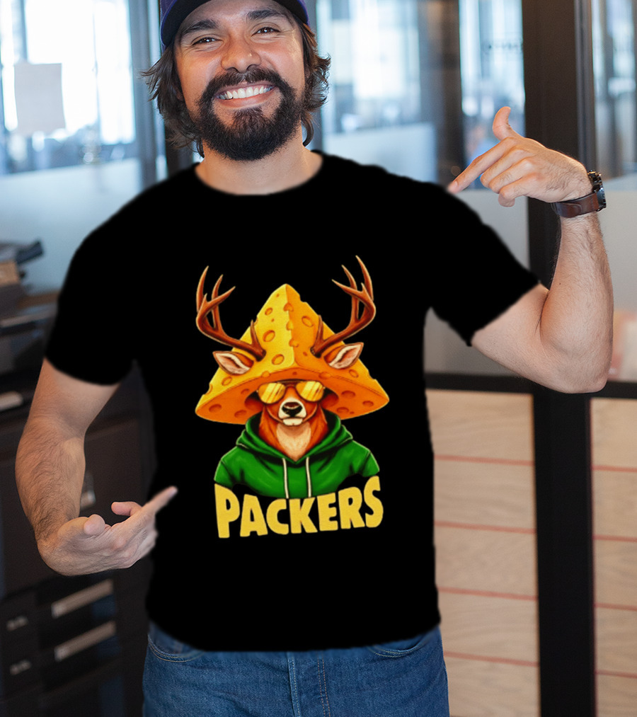 Cheesehead Deer Packers Fan Gear Green Bay Football T-Shirt