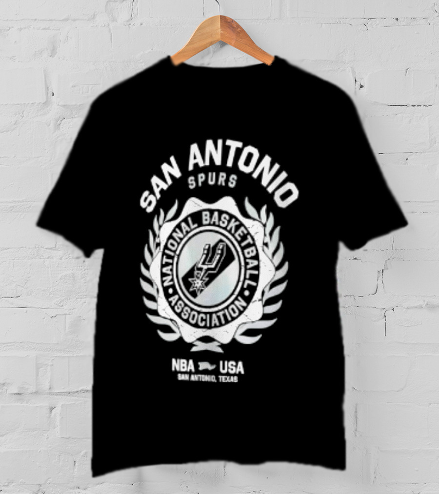 San Antonio Spurs NBA USA National Basketball Association Laurel Crest Flocking 2026 T-Shirt