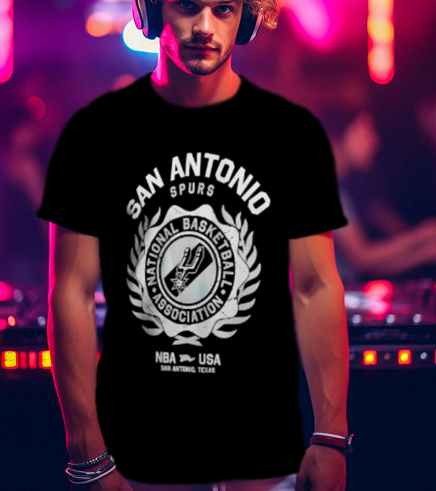 San Antonio Spurs NBA USA National Basketball Association Laurel Crest Flocking 2026 T-Shirt