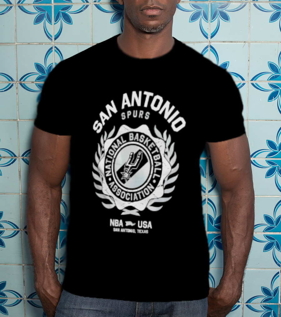 San Antonio Spurs NBA USA National Basketball Association Laurel Crest Flocking 2026 T-Shirt