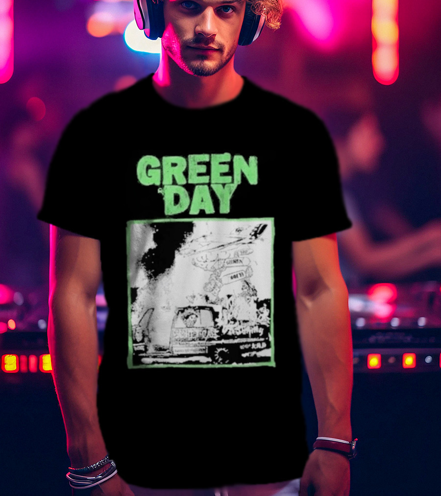 Green Day Riot Trio Vintage Sketch T-Shirt