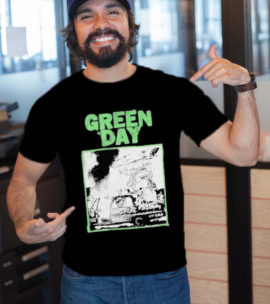 Green Day Riot Trio Vintage Sketch T-Shirt