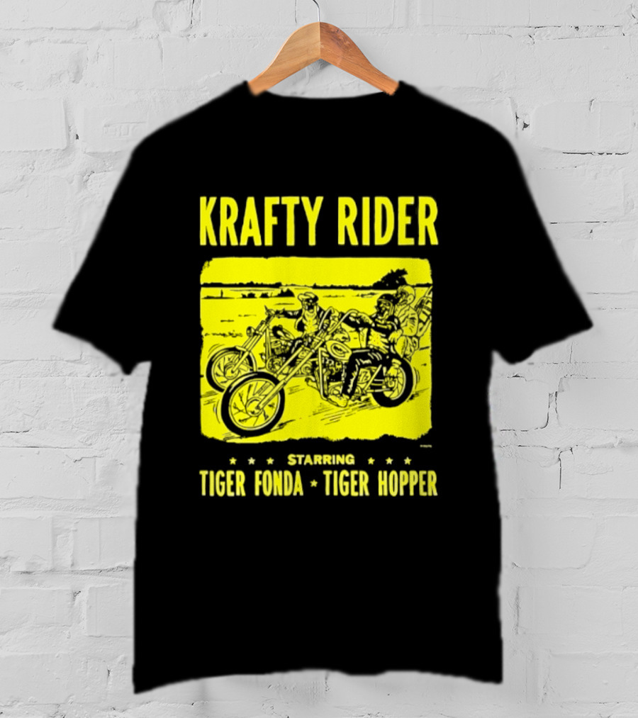 Krafty Rider Starring Tiger Fonda Tiger Hopper Vintage Motorcycle Adventure T-Shirt