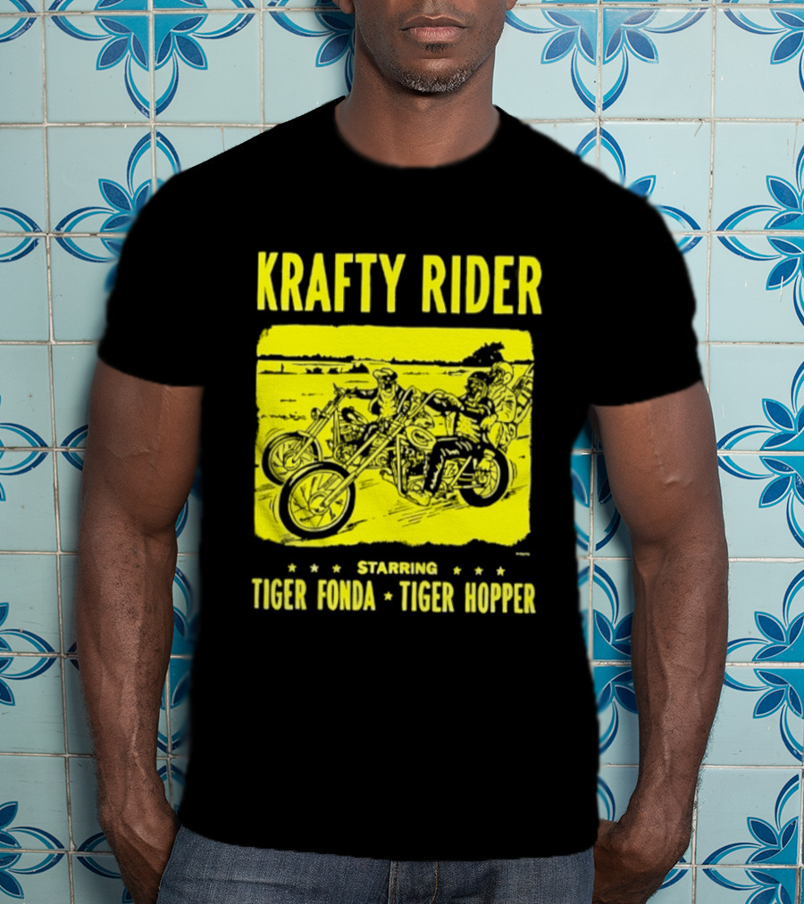 Krafty Rider Starring Tiger Fonda Tiger Hopper Vintage Motorcycle Adventure T-Shirt