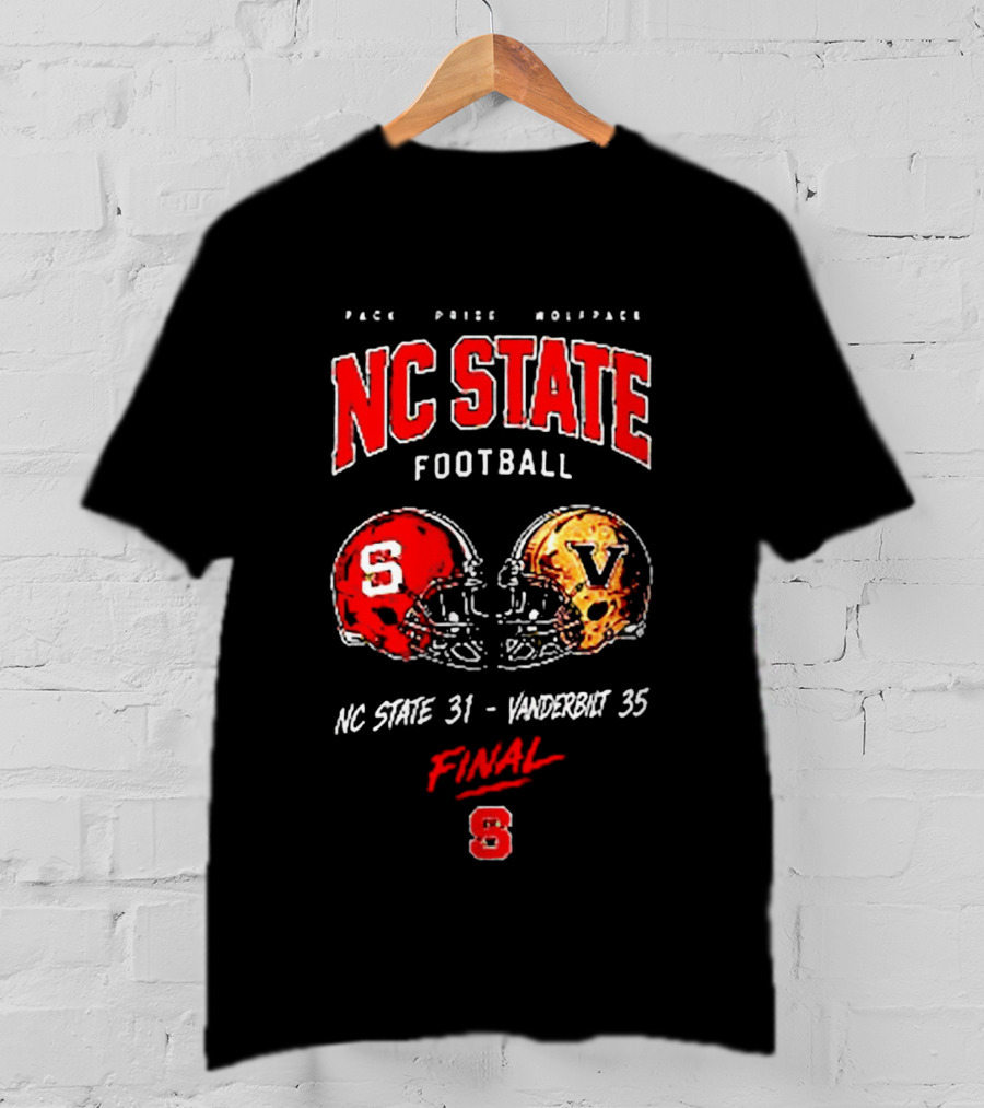 NC State Football Pack Pride Wolfpack Vs Vanderbilt Final Score 31 35 Helmet Matchup 8 T-Shirt