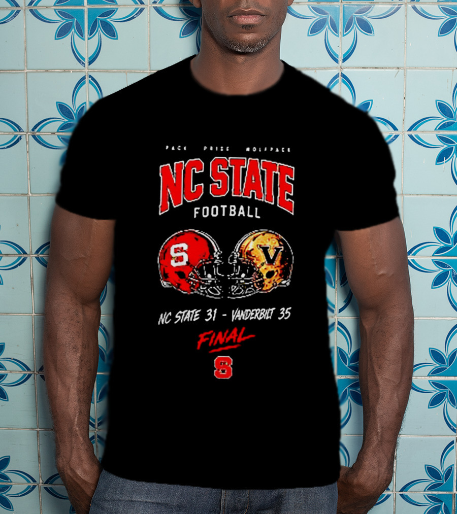 NC State Football Pack Pride Wolfpack Vs Vanderbilt Final Score 31 35 Helmet Matchup 8 T-Shirt
