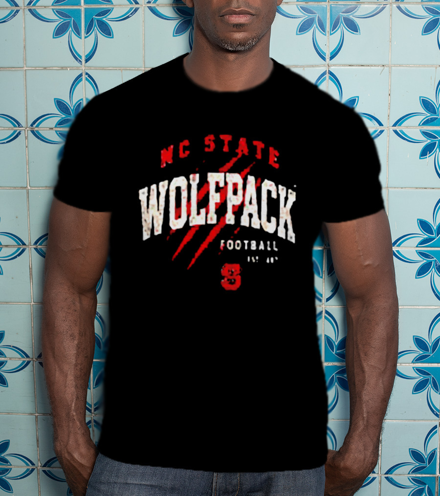 NC State Wolfpack Football Scratch Mark Est 89 T-Shirt