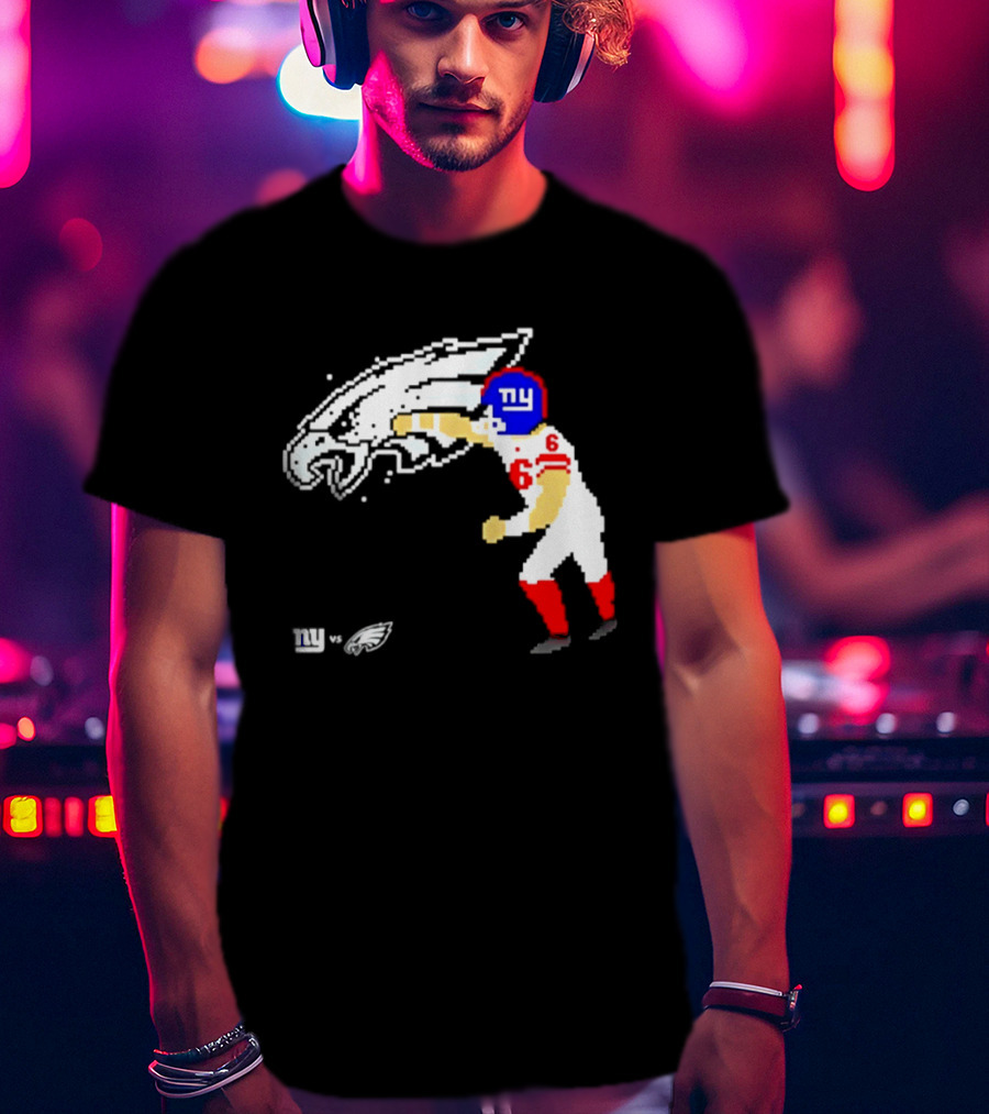 New York Giants Jaxson Dart Vs Philadelphia Eagles Retro Pixel T-Shirt