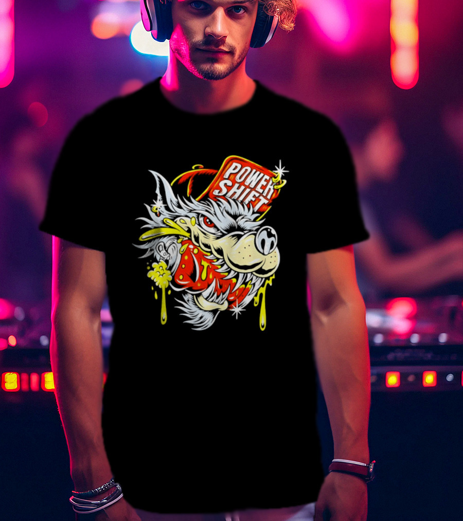 Power Shift Wolf Streetwear Urban Style Clothing T-Shirt