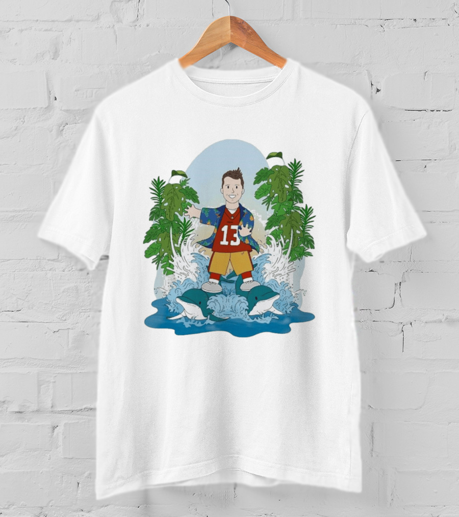 Brock Purdy 13 Surfing Dolphins Tropical Paradise Adventure T-Shirt