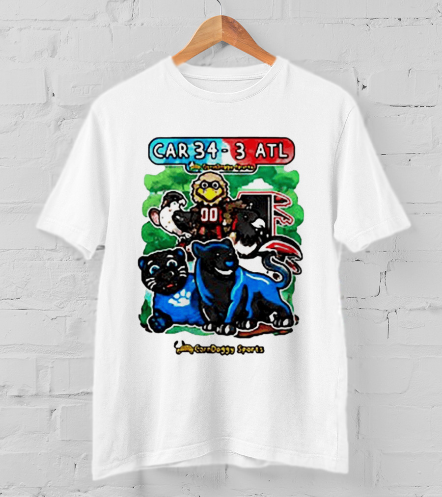 CAR 34 3 ATL CornDoggy Sports Panthers Falcons Cartoon Game Day T-Shirt