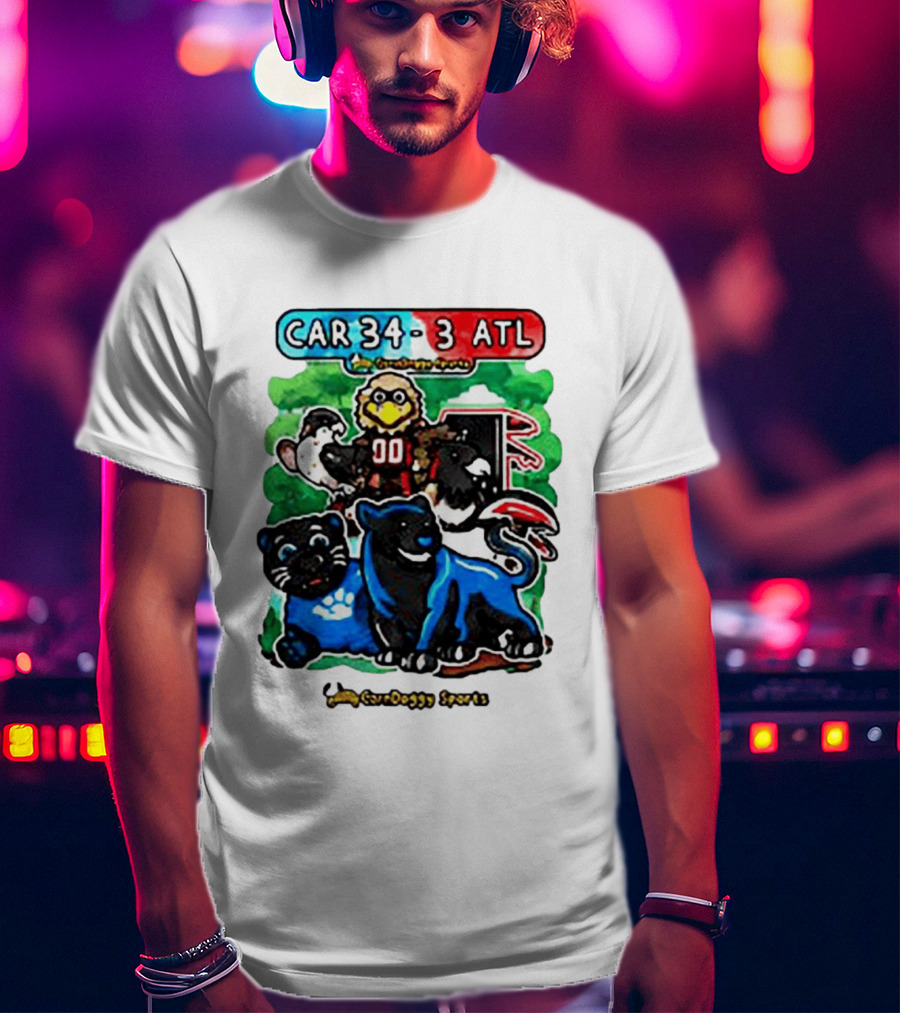 CAR 34 3 ATL CornDoggy Sports Panthers Falcons Cartoon Game Day T-Shirt
