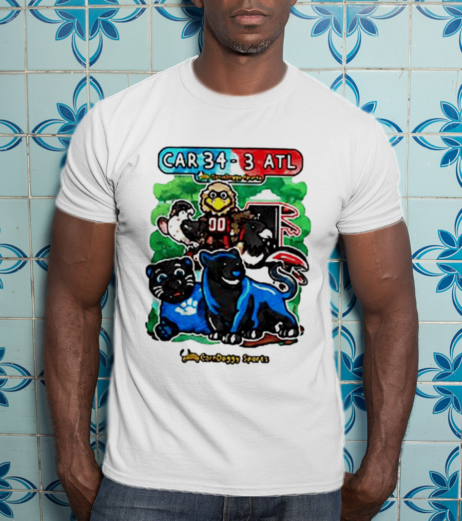 CAR 34 3 ATL CornDoggy Sports Panthers Falcons Cartoon Game Day T-Shirt