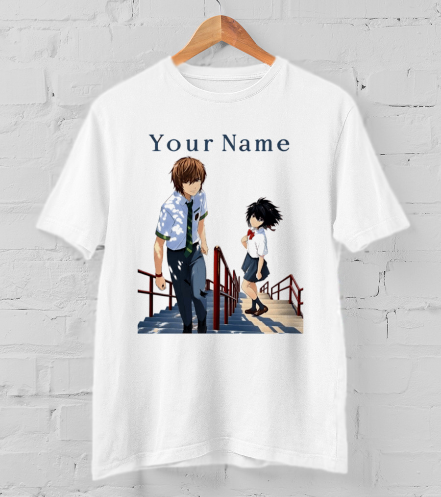 Light Yagami And Your Name Anime Crossover Stairs Scene T-Shirt