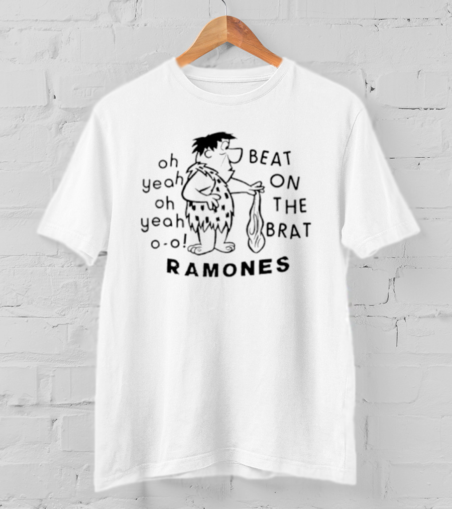 Oh Yeah Oh Yeah Beat On The Brat Ramones Caveman Sketch T-Shirt