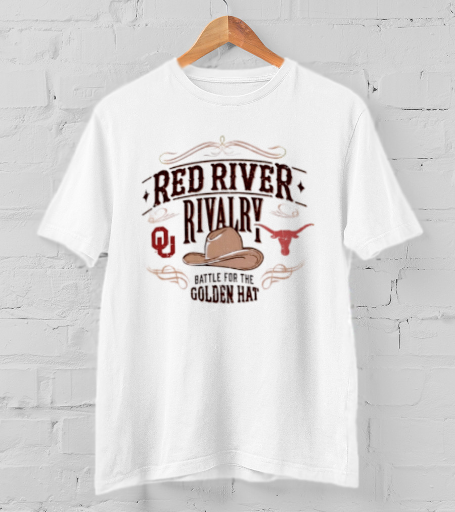 Oklahoma Sooners Texas Longhorns 2026 Red River Rivalry Battle For The Golden Hat T-Shirt