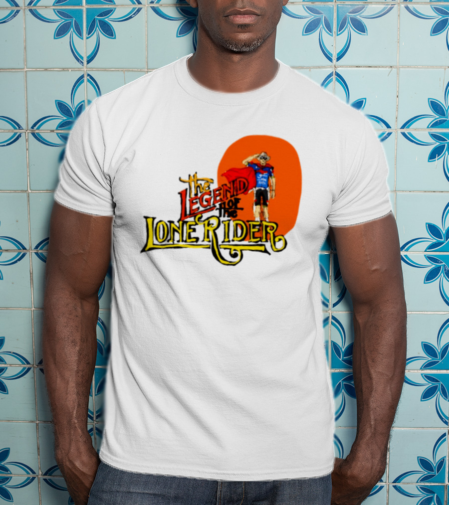 Legend Of The Lone Rider Cyclist Red Cape Blue Outfit T-Shirt