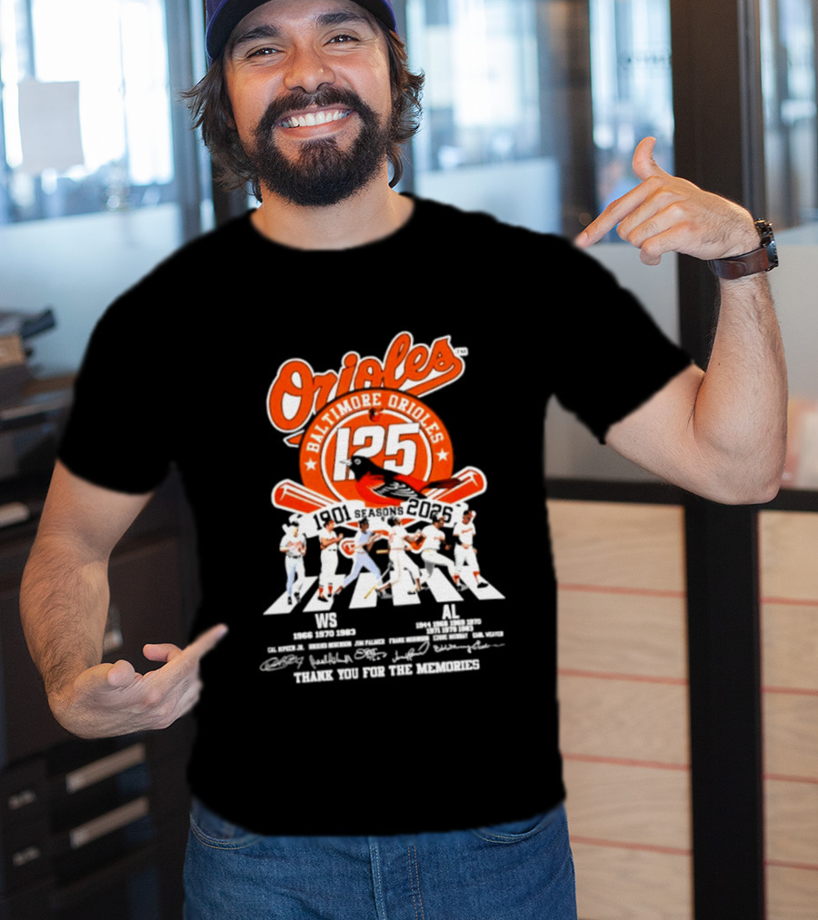 Baltimore Orioles 125 Seasons 1901 2025 Thank You For The Memories T-Shirt