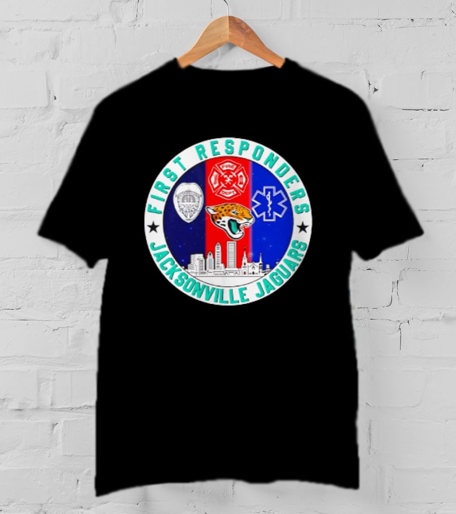 First Responders Jacksonville Jaguars Skyline Tribute 9.11 Memorial T-Shirt