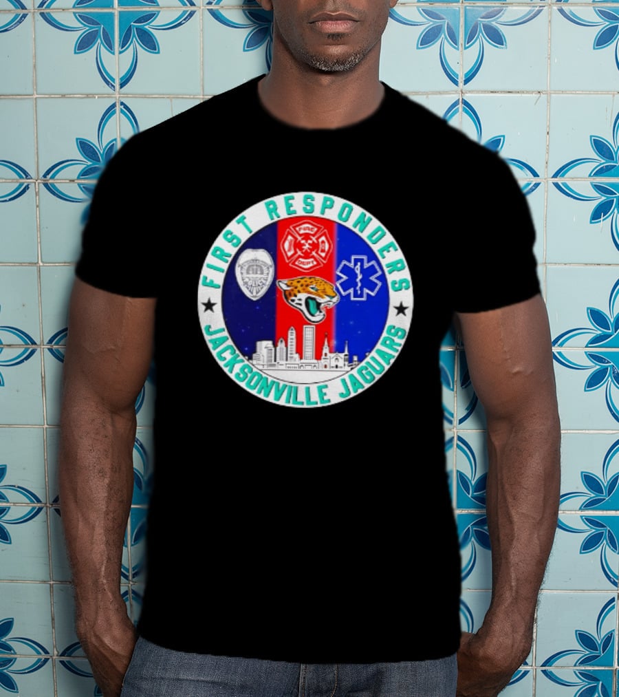 First Responders Jacksonville Jaguars Skyline Tribute 9.11 Memorial T-Shirt