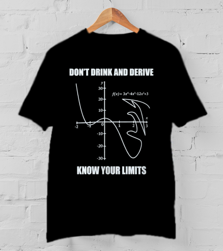 Don't Drink And Derive Math Graph Know Your Limits Equation Humor T-Shirt