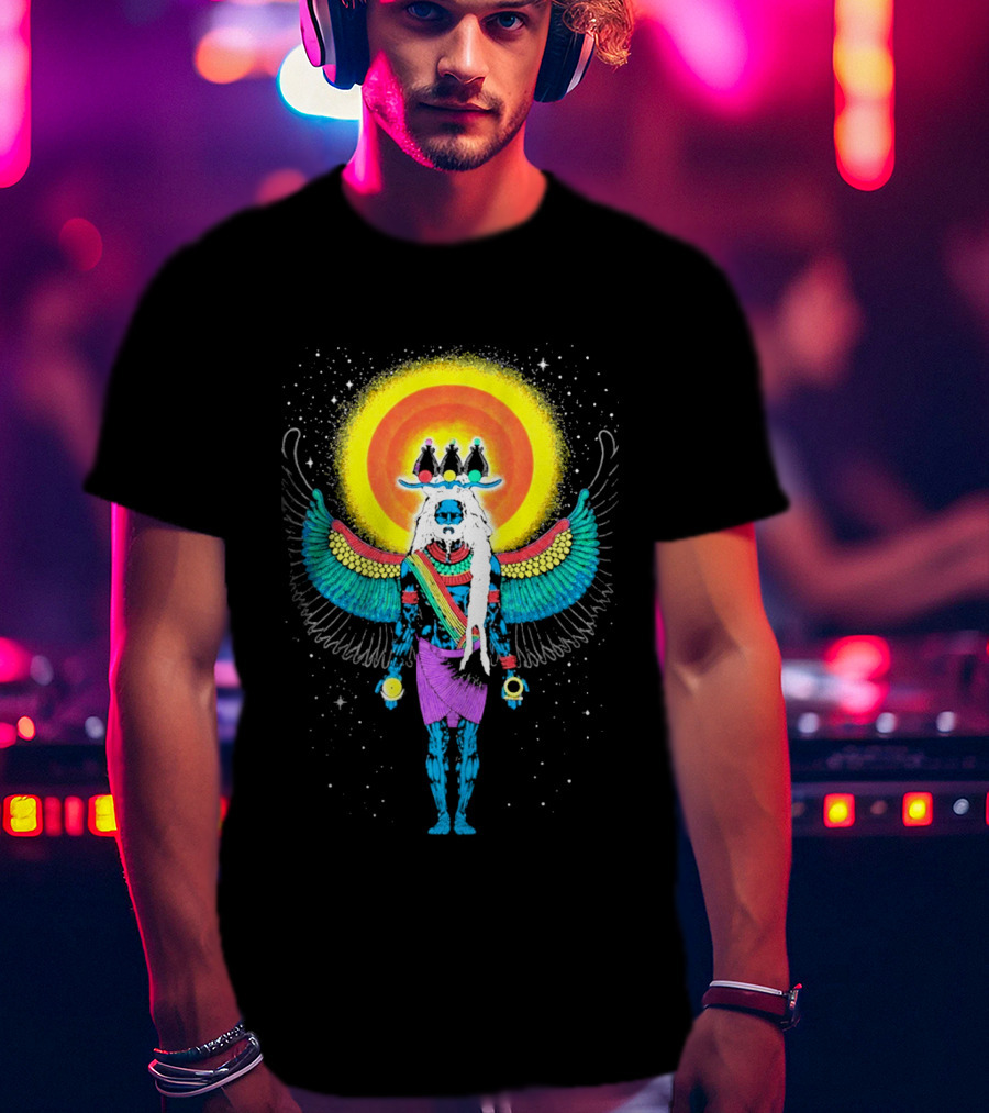 Major Lazer Swizz Beatz Psychedelic Ancient Egyptian Winged Sunburst Deity T-Shirt